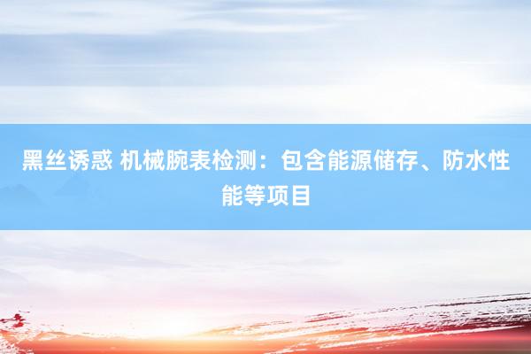 黑丝诱惑 机械腕表检测：包含能源储存、防水性能等项目