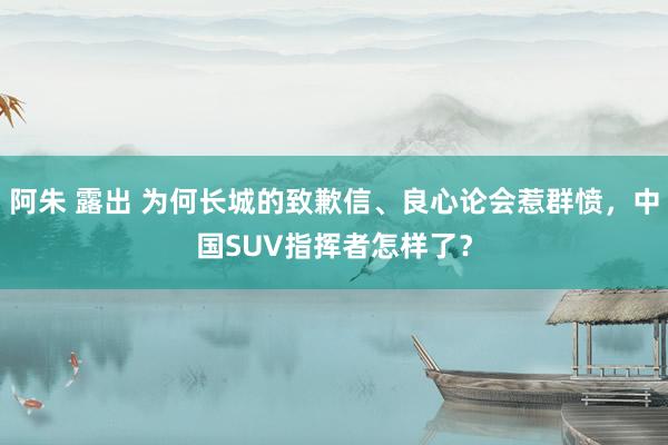 阿朱 露出 为何长城的致歉信、良心论会惹群愤，中国SUV指挥者怎样了？