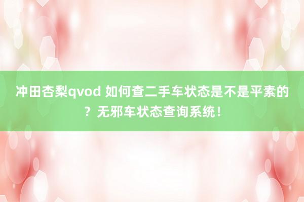 冲田杏梨qvod 如何查二手车状态是不是平素的？无邪车状态查询系统！